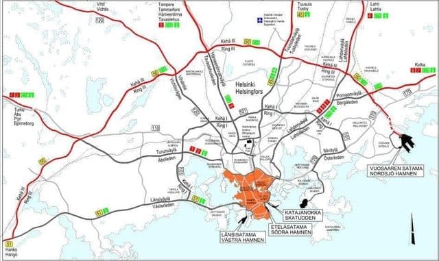 Mappa delle strade di Helsinki