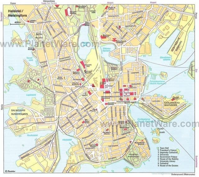 Mappa dei tour a piedi di Helsinki