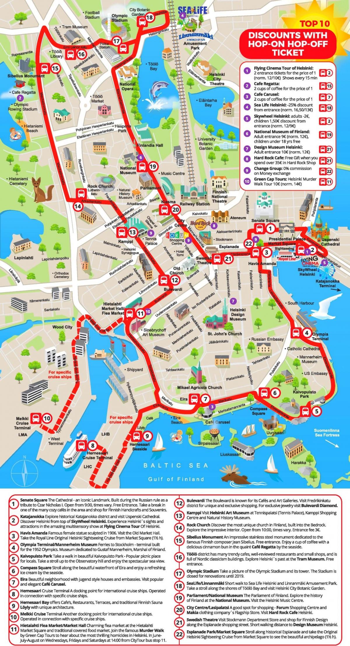 Mappa di Helsinki Big Bus