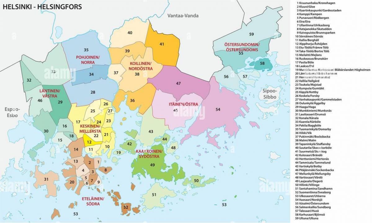 Mappa dei quartieri di Helsinki