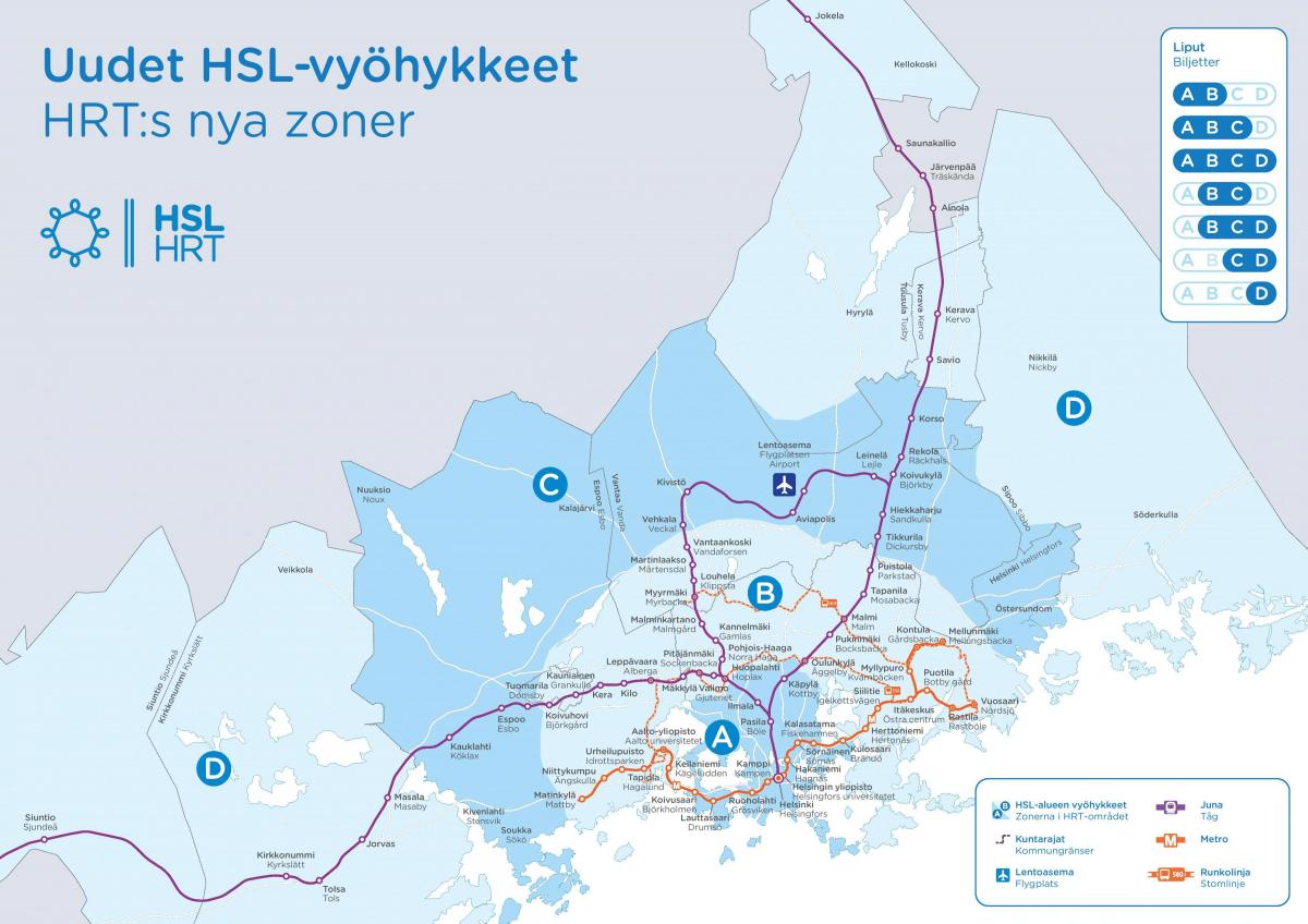 Mappa delle zone di Helsinki
