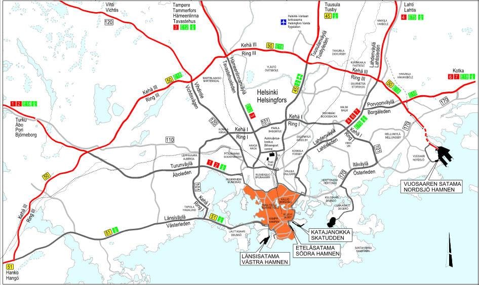 Mappa delle strade di Helsinki